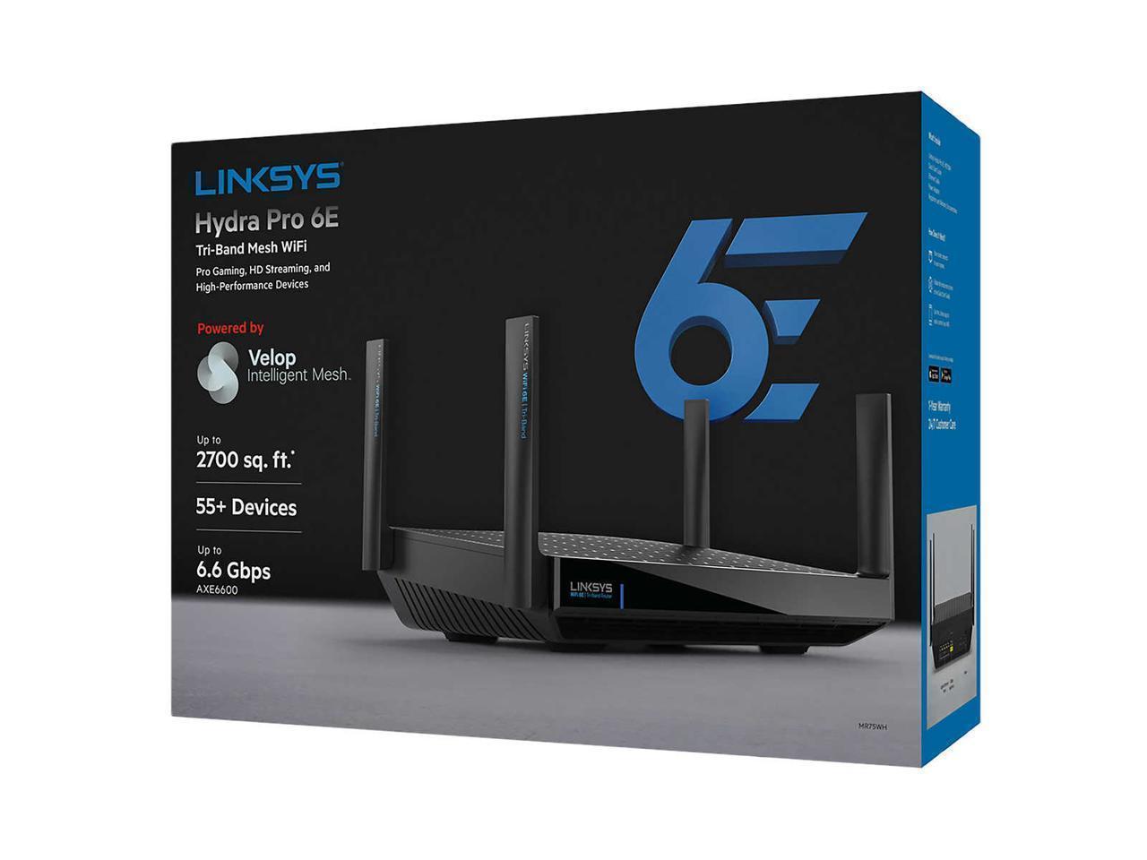 New Linksys Hydra Pro 6E Tri-band Mesh WiFi AXE6600 Router MR75WH
